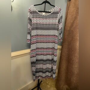Cato Black, White, and Red Geometric Long Sleeve Dress by large NWT